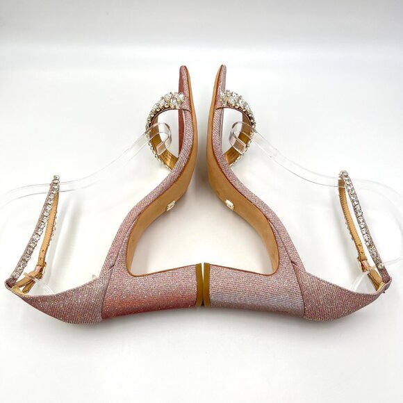 Badgley Mischka Size 10 Harriet Pink Silver Jeweled Dress Sandals Heels Shoes - Picture 7 of 12